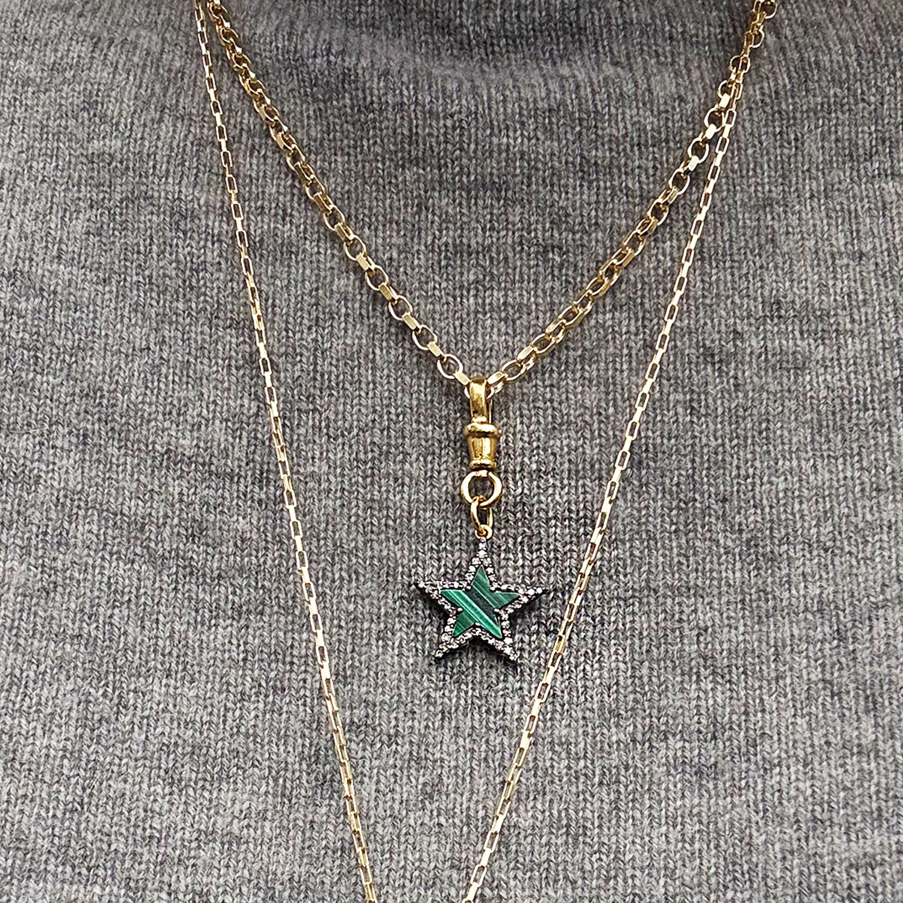 Diamond and Malachite Chunky Star Pendant