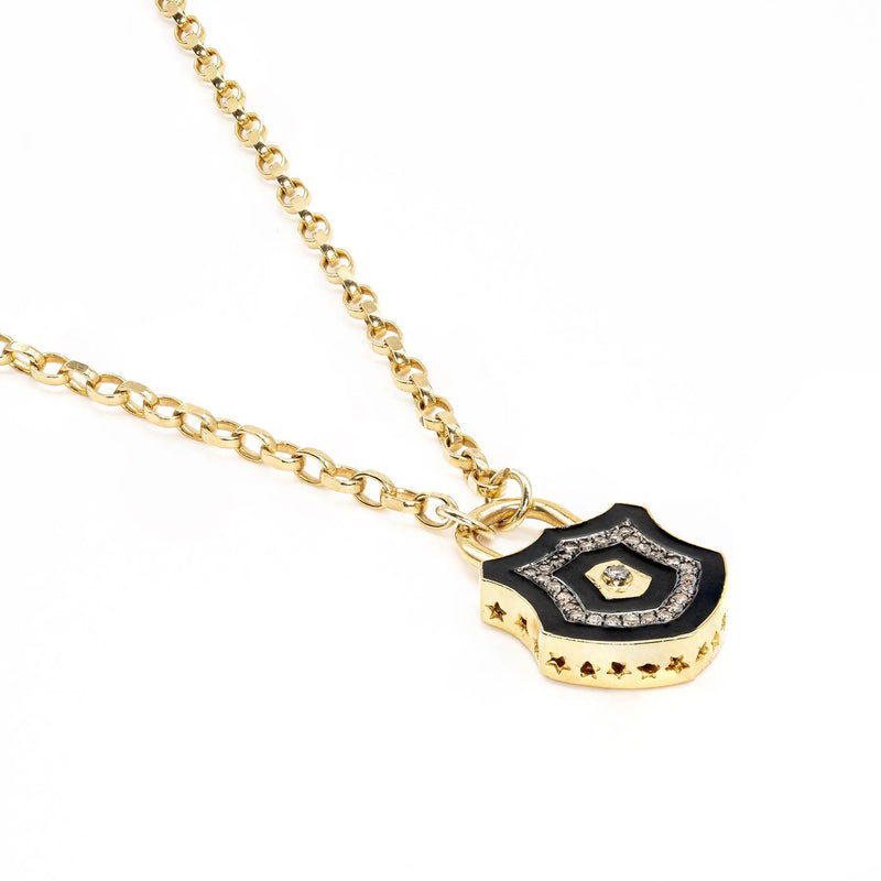 Kirstie Le Marque 9ct Gold-Plated Diamond Chunky Lock Pendant Necklace