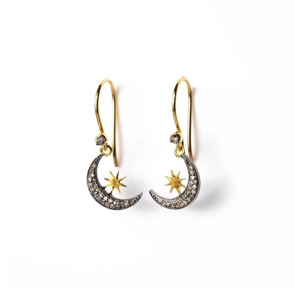 Star and moon diamond on sale earrings